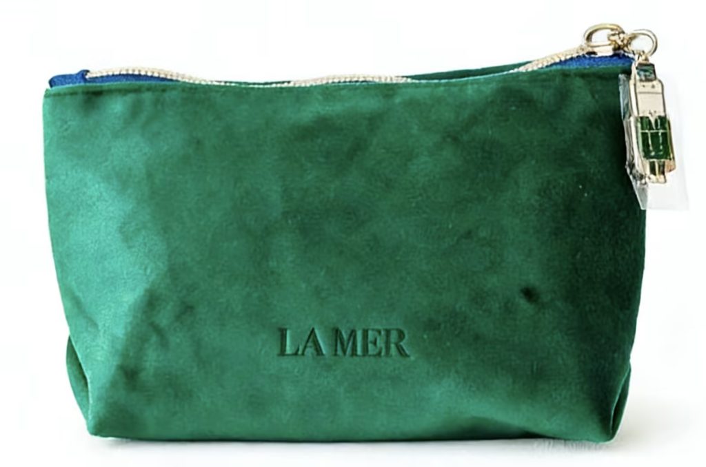 La Mer Green Velvet Cosmetic Bag