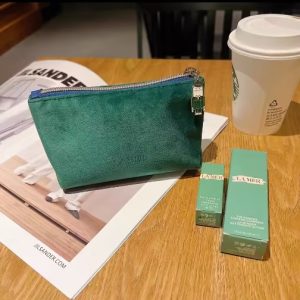 La Mer Green Velvet Cosmetic Bag