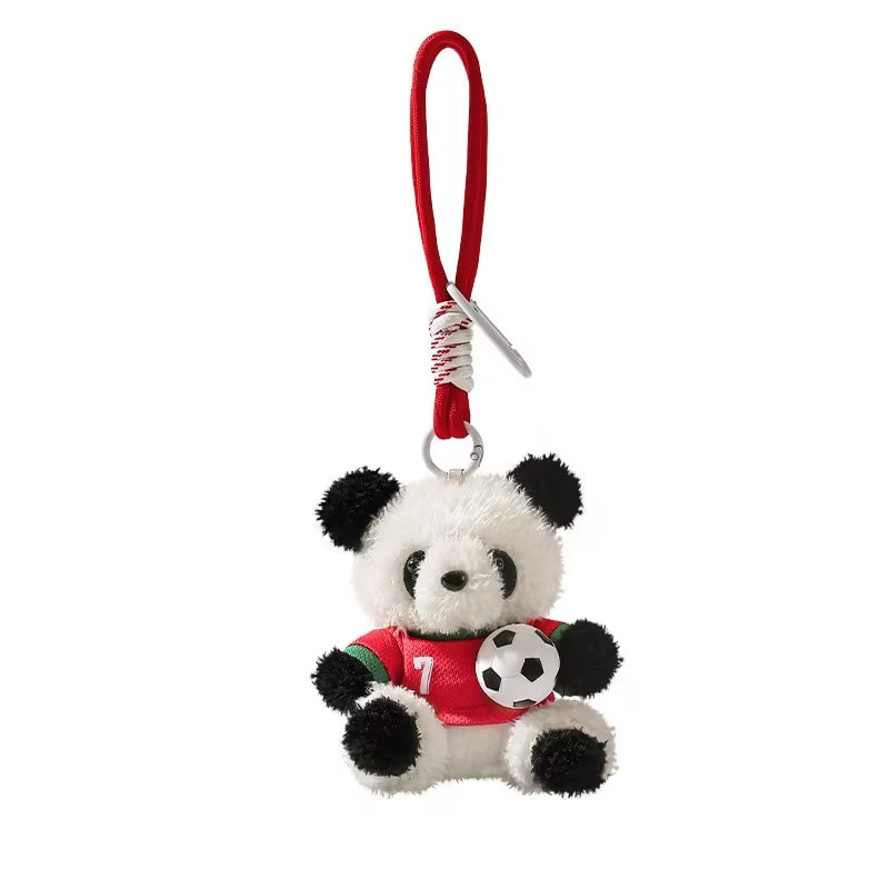 Need a panda plush keychain in a soccer jersey for your fan merchandise collection?